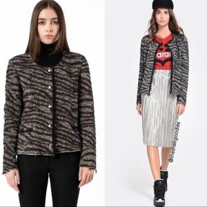 Isabel Marant Lycia Zebra Tweed Button Cropped Evening Jacket